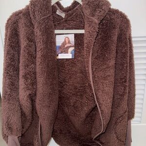 Comfort Zone Plush Teddy Jacket - Chocolate Brown